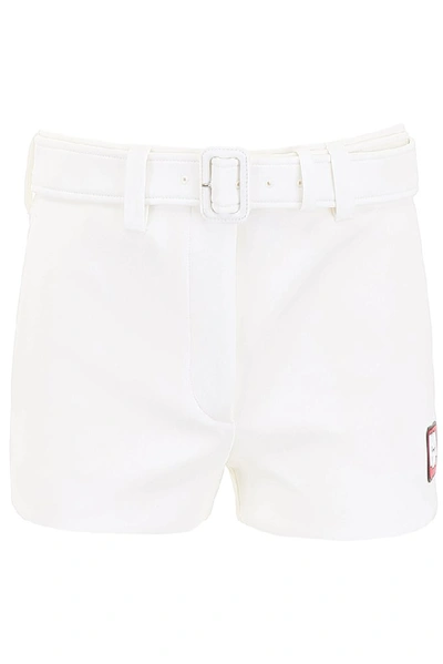 Shop Prada Logo Belted Shorts In White