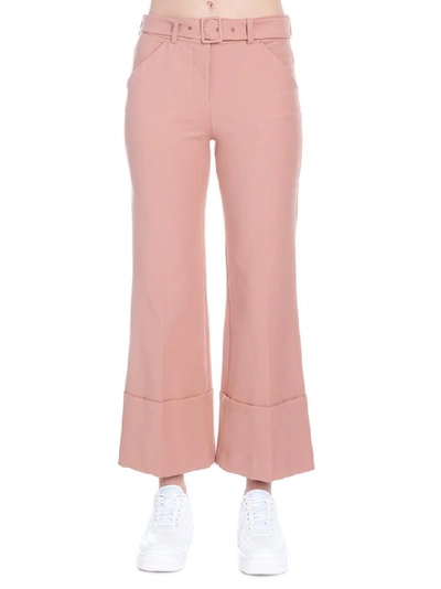 Shop Sara Battaglia Cropped Flare Trousers In Pink