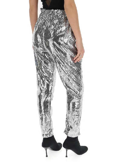 Shop Amen High Waisted Sequin Trousers In Silver