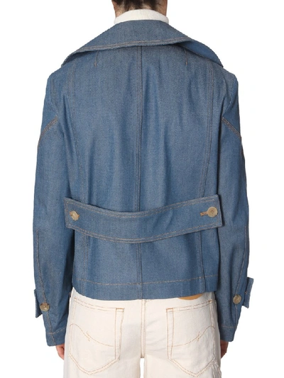 Shop Lanvin Oversize Collar Denim Jacket In Blue