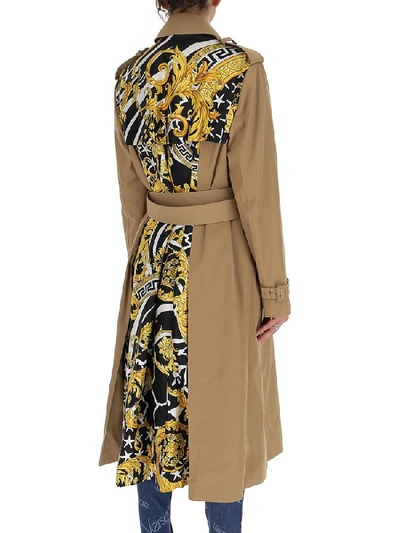 Shop Versace Baroque Printed Belted Trench Coat In Multi