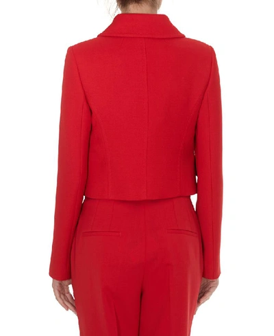 Shop Dolce & Gabbana Cropped Logo Button Embossed Single Breasted Jacket In Red