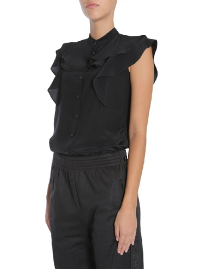 Shop Givenchy Ruffled Sleeveless Top In Black