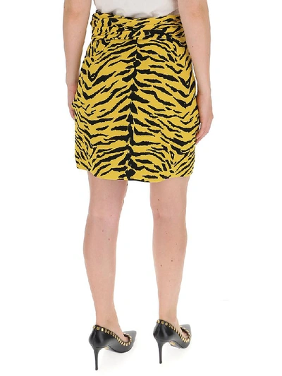 Shop Saint Laurent Tiger Print Peplum Skirt In Multi