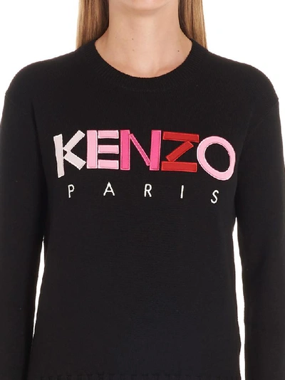 Shop Kenzo Logo Embroidered Sweater In Black