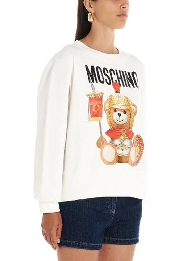 Shop Moschino Teddy Gladiatore Sweatshirt In White