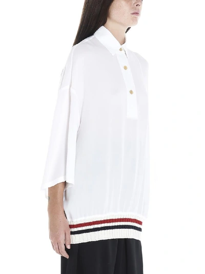 Shop Loewe Stripe Trimmed Polo Shirt In White