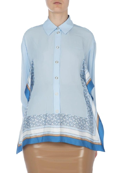 Shop Burberry Frill Detail Printed Shirt In Multi