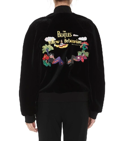 Shop Stella Mccartney All Together Now Embroidered Bomber Jacket In Black