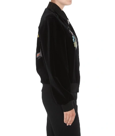 Shop Stella Mccartney All Together Now Embroidered Bomber Jacket In Black