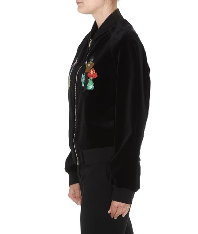 Shop Stella Mccartney All Together Now Embroidered Bomber Jacket In Black