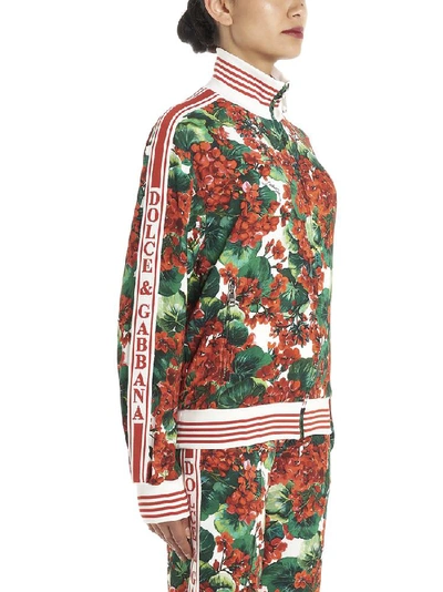 Shop Dolce & Gabbana Floral Print Side Logo Band Bomber Jacket In Multi