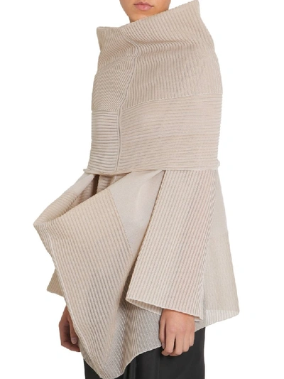 Shop Rick Owens Oversized Funnel Collar Draped Jumper In Beige