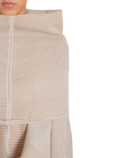 Shop Rick Owens Oversized Funnel Collar Draped Jumper In Beige