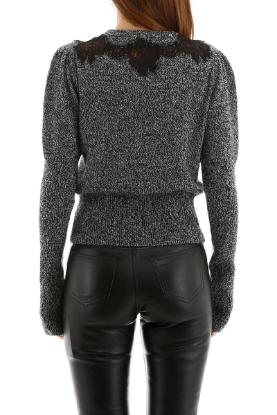 Shop Dolce & Gabbana Lace Insert Sweater In Grey