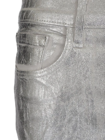 Shop J Brand Metallic Cropped Skinny Jeans In Silver