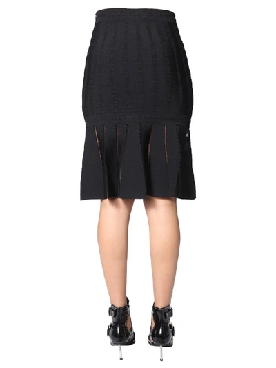 Shop Alexander Mcqueen Pleated Hem Detail Skirt In Black