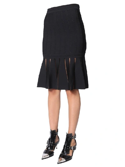 Shop Alexander Mcqueen Pleated Hem Detail Skirt In Black