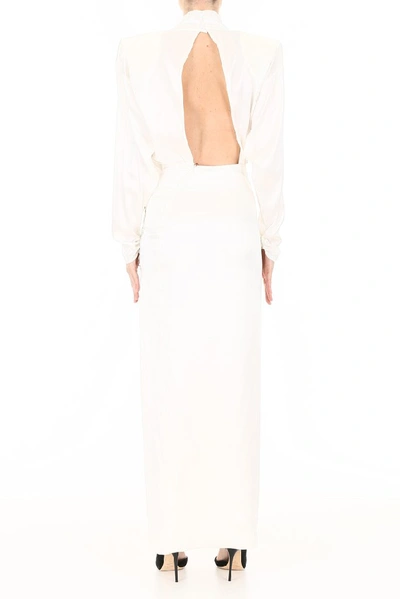 Shop Alessandra Rich High Neck Open Back Dress In White