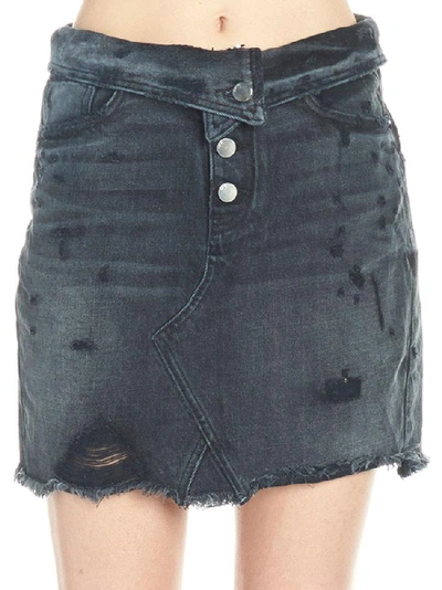 Shop Amiri Distressed Mini Skirt In Black