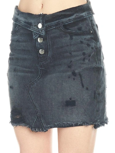 Shop Amiri Distressed Mini Skirt In Black