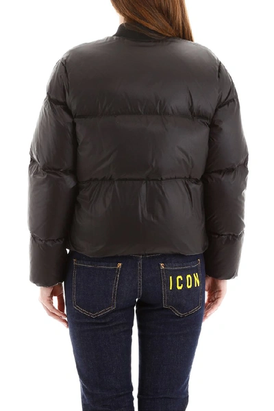 Shop Dsquared2 Logo Leaf Puffer Jacket In Black