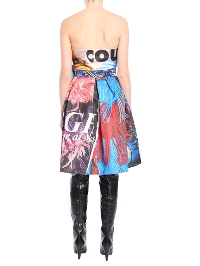 Shop Moschino Printed Bow Detail Flared Dress In Multi