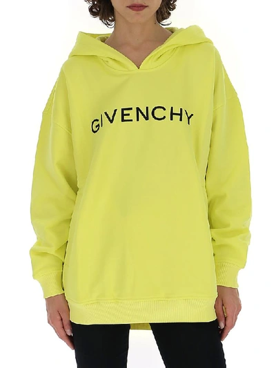 Shop Givenchy Logo Oversized Hoodie In Yellow