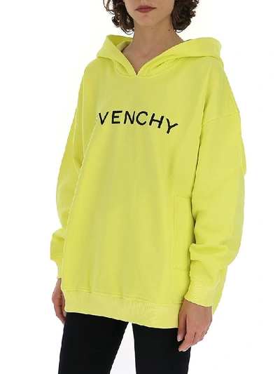 Shop Givenchy Logo Oversized Hoodie In Yellow