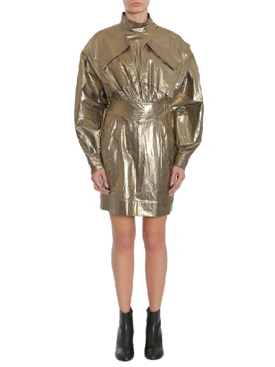 Shop Kenzo Military Metallic Dress In Gold