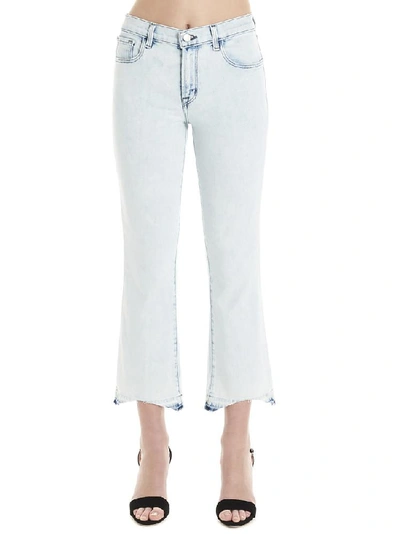 Shop J Brand Cropped Flared Skinny Jeans In Blue