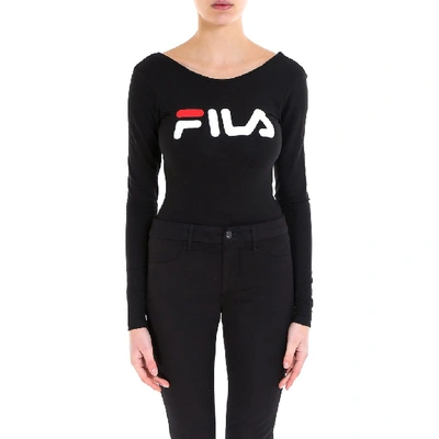 Shop Fila Logo Printed Bodysuit In Black