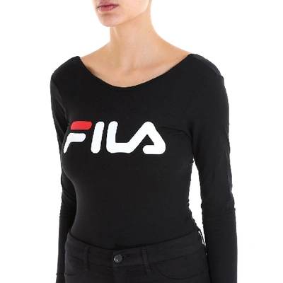 Shop Fila Logo Printed Bodysuit In Black