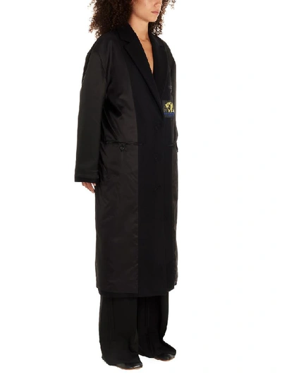 Shop Mm6 Maison Margiela Logo Patch Panelled Coat In Black