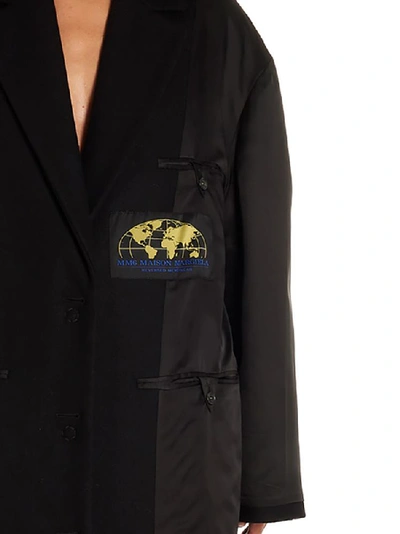 Shop Mm6 Maison Margiela Logo Patch Panelled Coat In Black