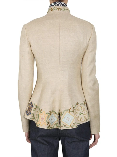 Shop Tory Burch Damian Embroidered Jacket In Beige