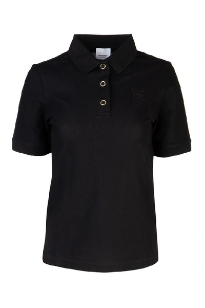 Shop Burberry Logo Patch Polo Shirt In Black