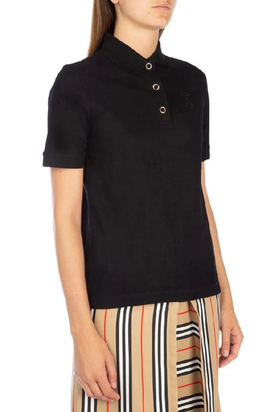 Shop Burberry Logo Patch Polo Shirt In Black