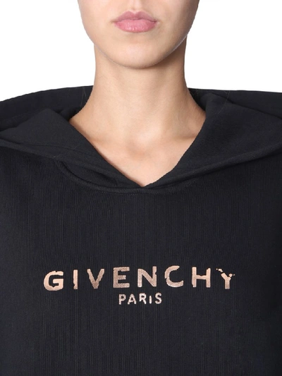 Shop Givenchy Logo Printed Hoodie In Black