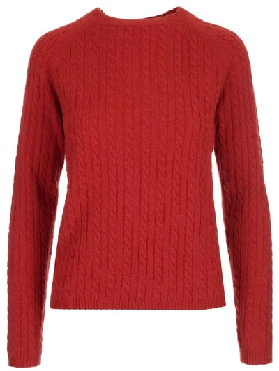 Shop Max Mara Cable Knit Sweater In Red