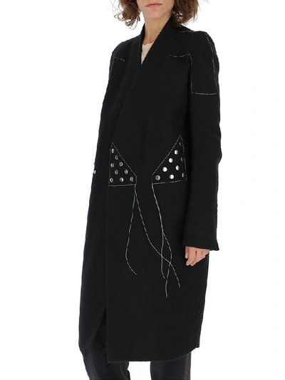 Shop Rick Owens Studded Wrap Around Coat In Black