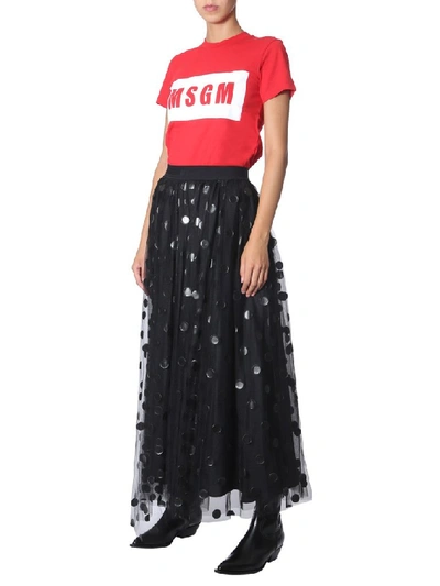 Shop Msgm Contrast Logo T In Red