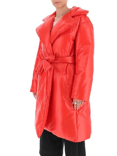 Shop Givenchy Belted Padded Trench Coat In Red