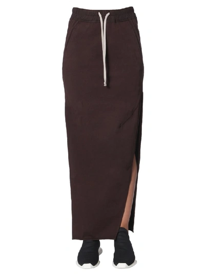 Shop Rick Owens Drkshdw Drawstring Side Slit Skirt In Brown