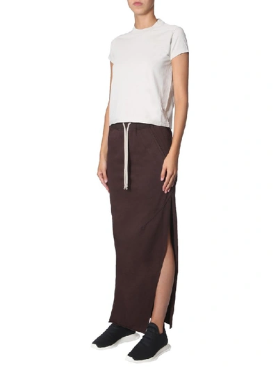 Shop Rick Owens Drkshdw Drawstring Side Slit Skirt In Brown