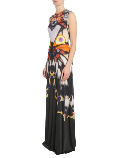 Shop Givenchy Butterfly Printed Long Dress In Multicolour