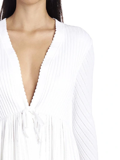 Shop Alaïa Flounced Textured Cardigan In White