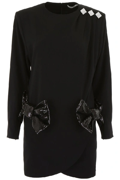 Shop Alessandra Rich Bow Detail Mini Dress In Black