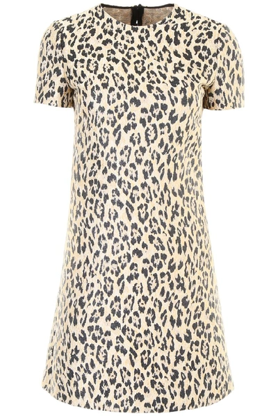 Shop Valentino Leopard Print Mini Dress In Multi