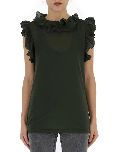 Shop Dsquared2 Frill Trim Sleeveless Blouse In Green